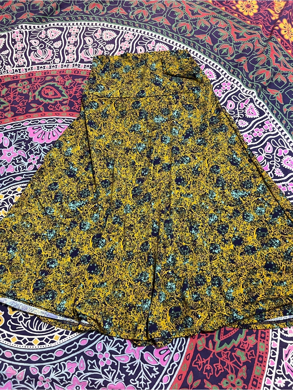 LuLaRoe Women's Yellow Floral A-Line Skirt